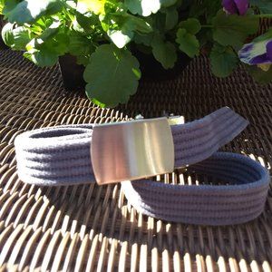 3/$25 vintage 80s purple twill adjustable belt silver buckle